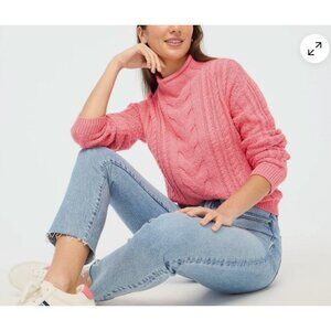 J.Crew Rollneck Cable Sweater Pink Sz XS BV793